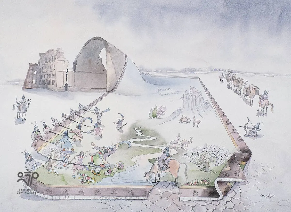 Bahman Rezaei - 50 × 70 cm - Mixed media on cardboard - 1999