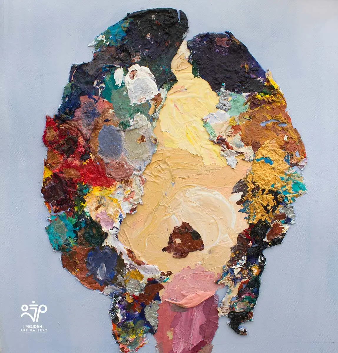 Elham Azimi - 50 × 50 cm - Collage of dried paint on cardboard 