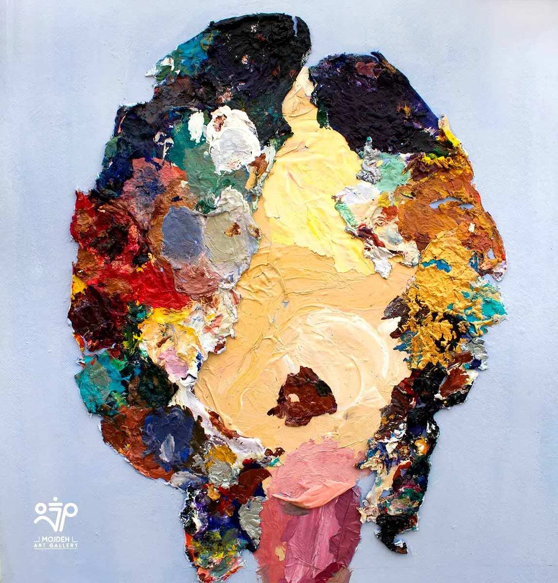 Elham Azimi - 50 × 50 cm - Collage of dried paint on cardboard 
