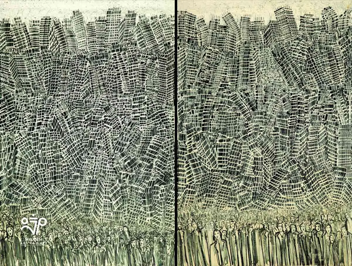 Manouchehr Niazi - 150 × 200 cm - each 150 × 100 cm - Oil on canvas - 2011 - Private Collection