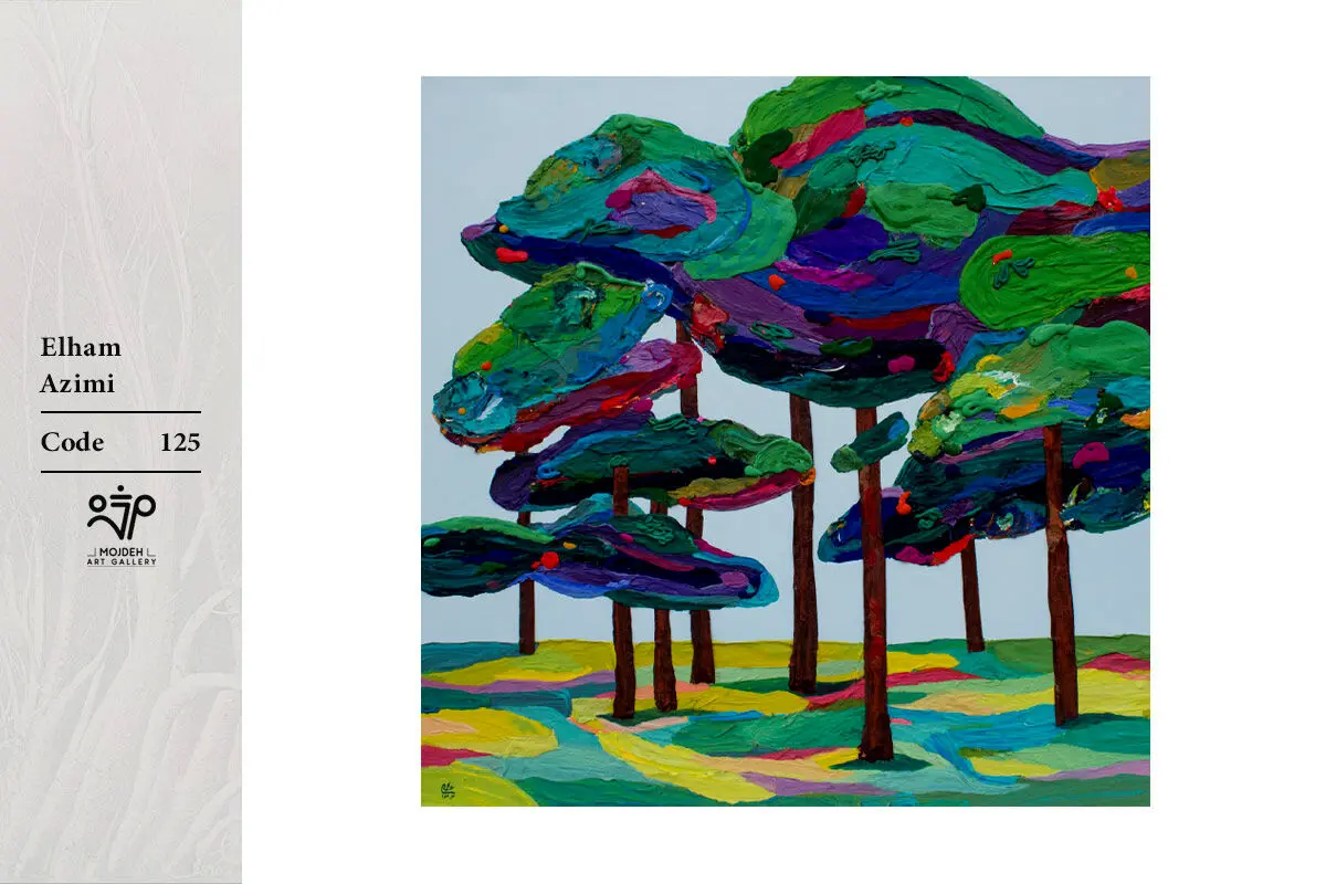Elham Azimi - 100x100 cm - Collage of dried paint on cardboard - 2024