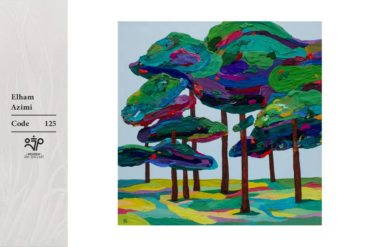 Elham Azimi - 100x100 cm - Collage of dried paint on cardboard - 2024