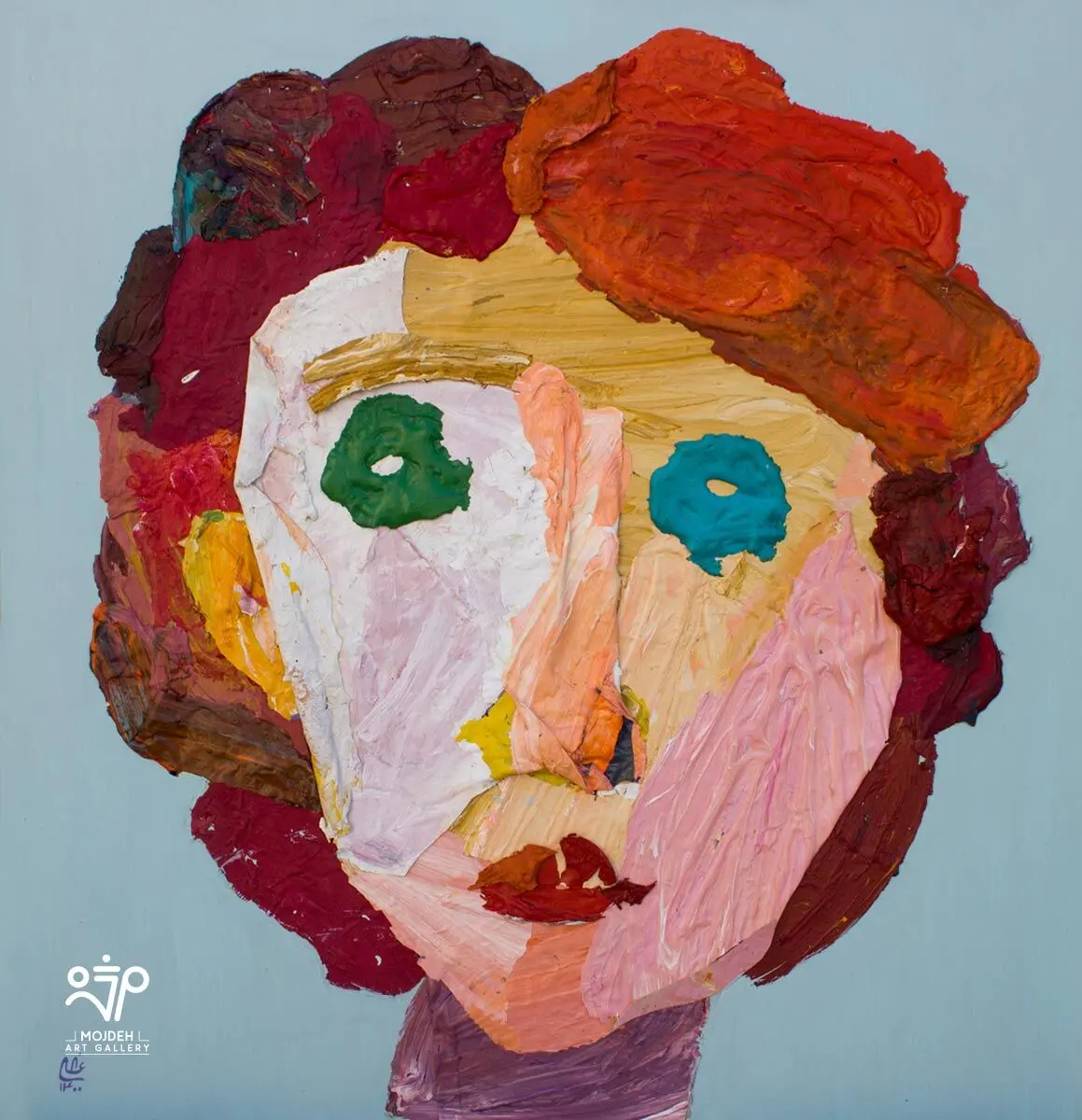 Elham Azimi - 80 × 82 cm - Collage of dried paint on board - 2021