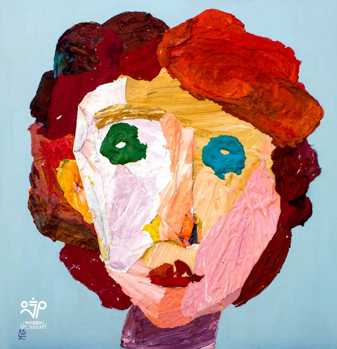 Elham Azimi - 80 × 82 cm - Collage of dried paint on board - 2021