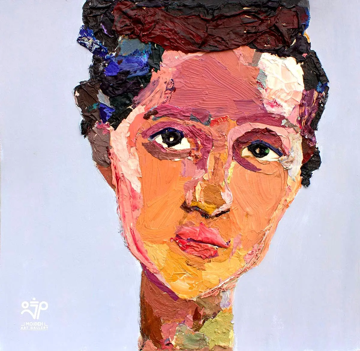 Elham Azimi - 50 × 50 cm - Collage of dried paint on cardboard 