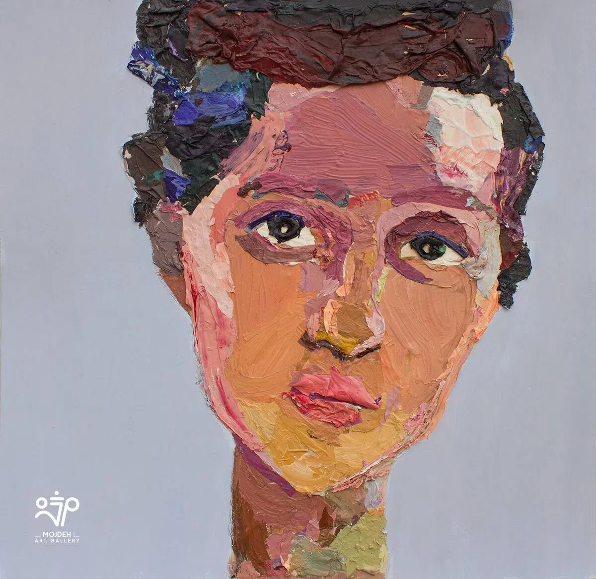 Elham Azimi - 50 × 50 cm - Collage of dried paint on cardboard 