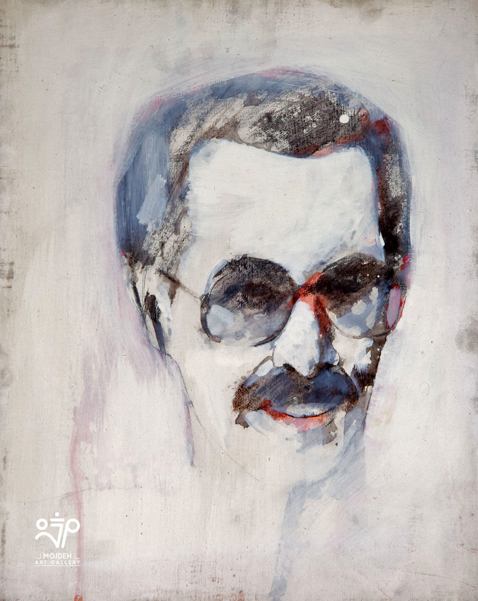 Mehdi Sahabi - Portrait of Ebrahim Haghighi - 50 × 40 cm - Acrylic on canvas