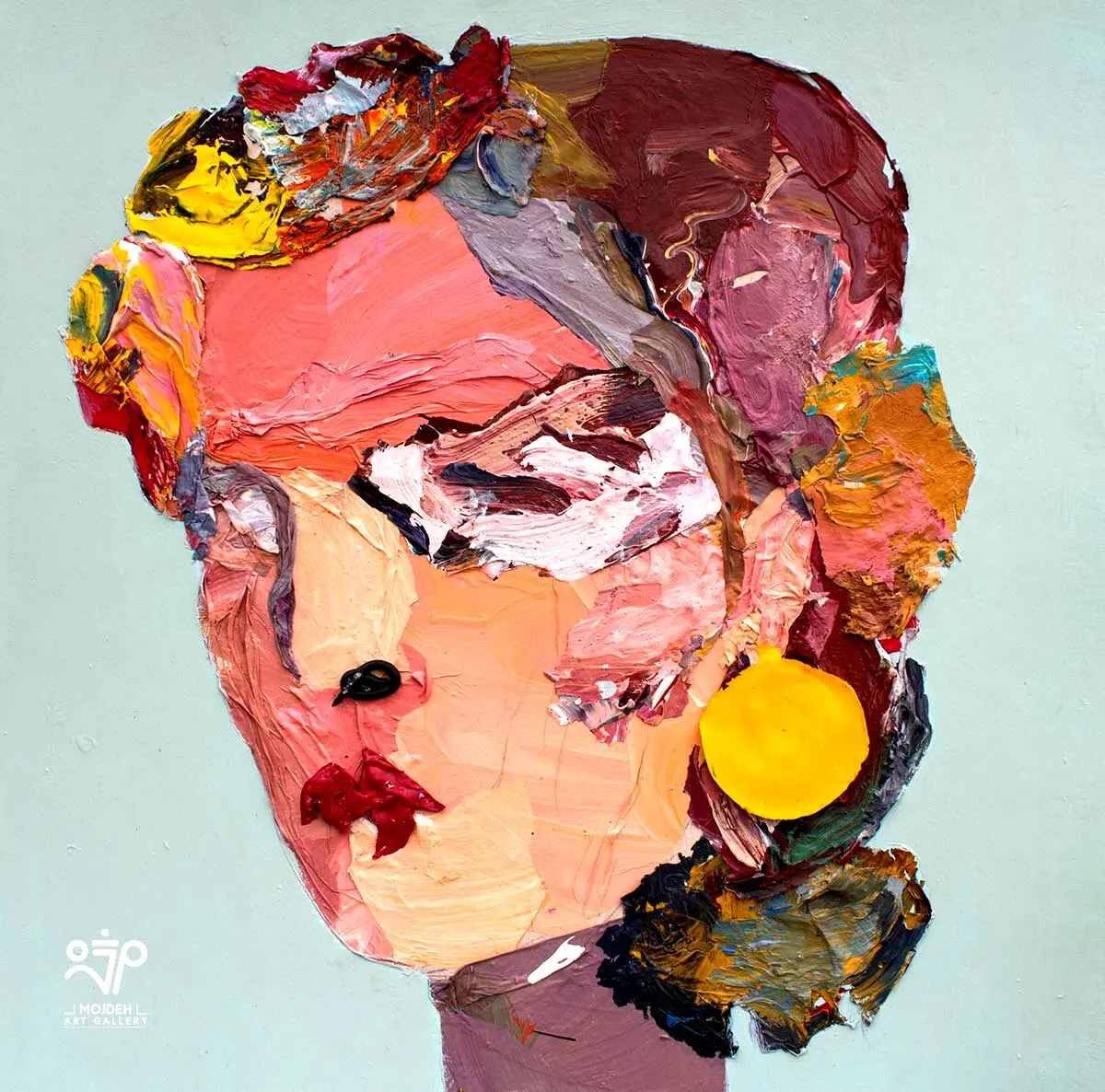 Elham Azimi - 50 × 50 cm - Collage of dried paint on cardboard 