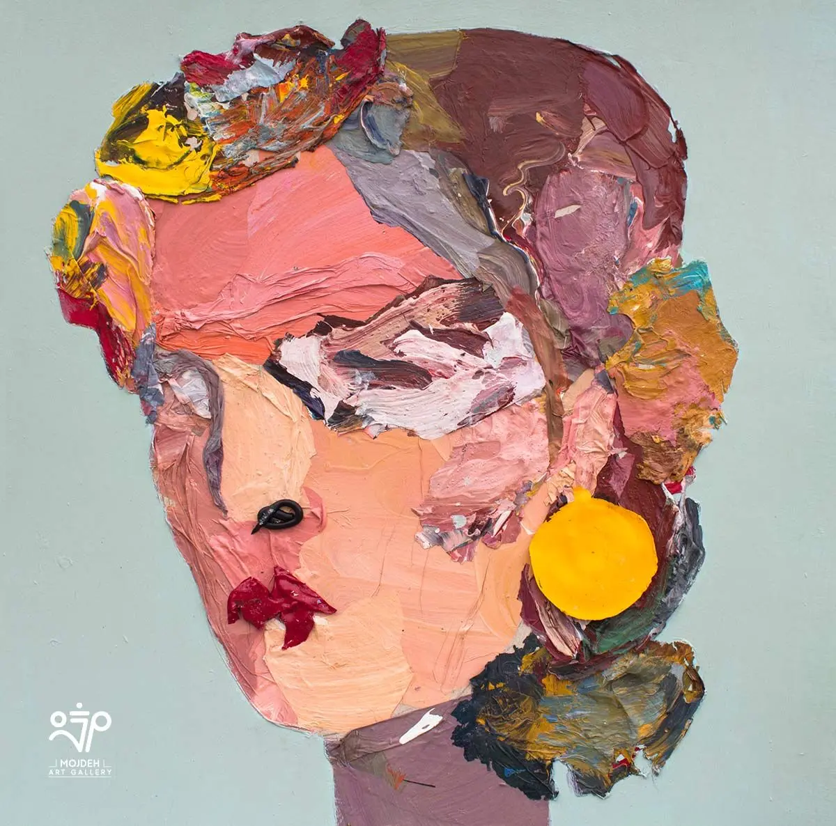 Elham Azimi - 50 × 50 cm - Collage of dried paint on cardboard 