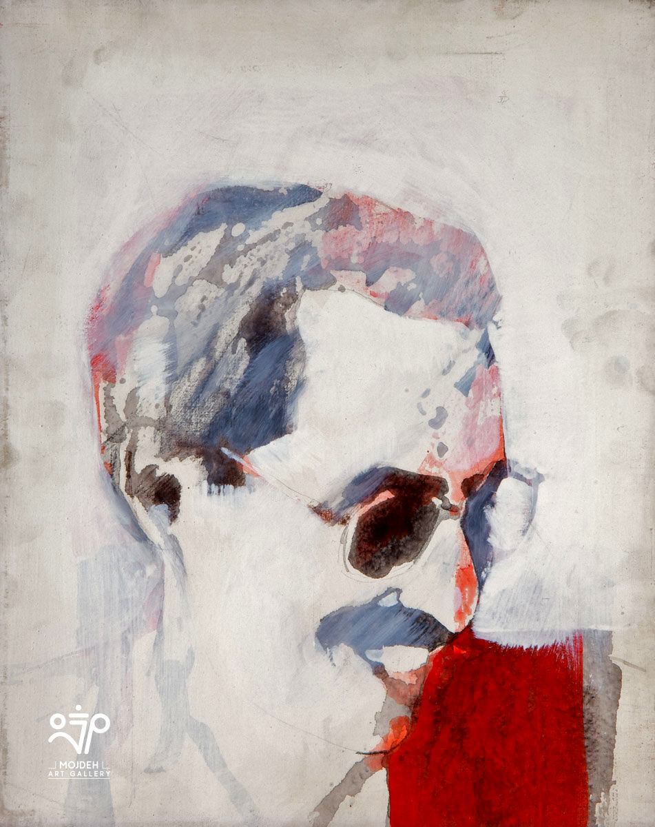 Mehdi Sahabi - Portrait of Ebrahim Haghighi - 50 × 40 cm - Acrylic on canvas 