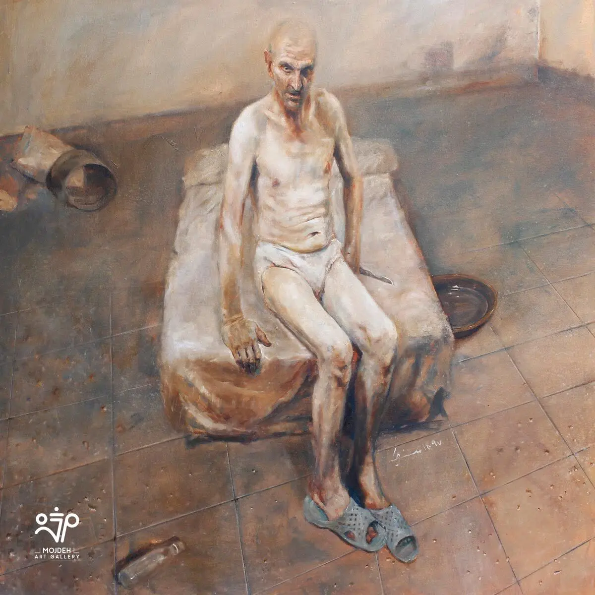 Azim Morakabatchi - Threat - 150 × 150 cm - Oil on canvas - 2018