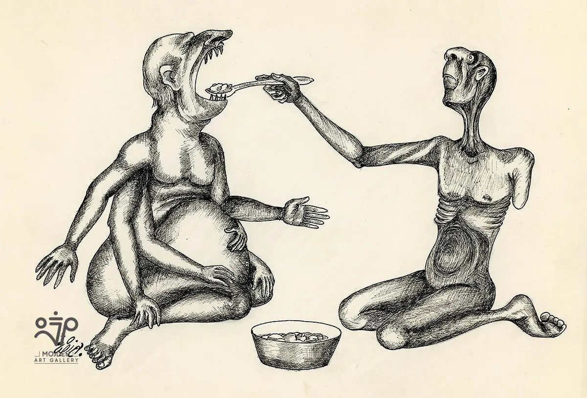 Bahman Rezaei - 15.5 × 23 cm - Ink on paper 