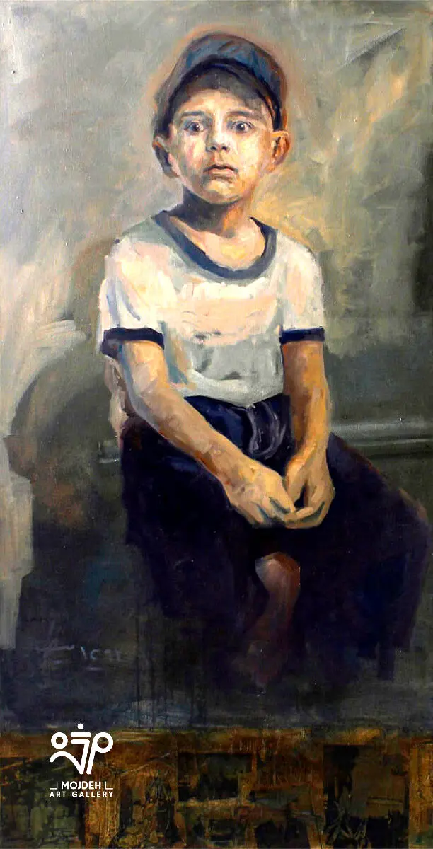 Azim Morakabatchi - The Boy - 160 × 80 cm - Mixed media on canvas - 2012