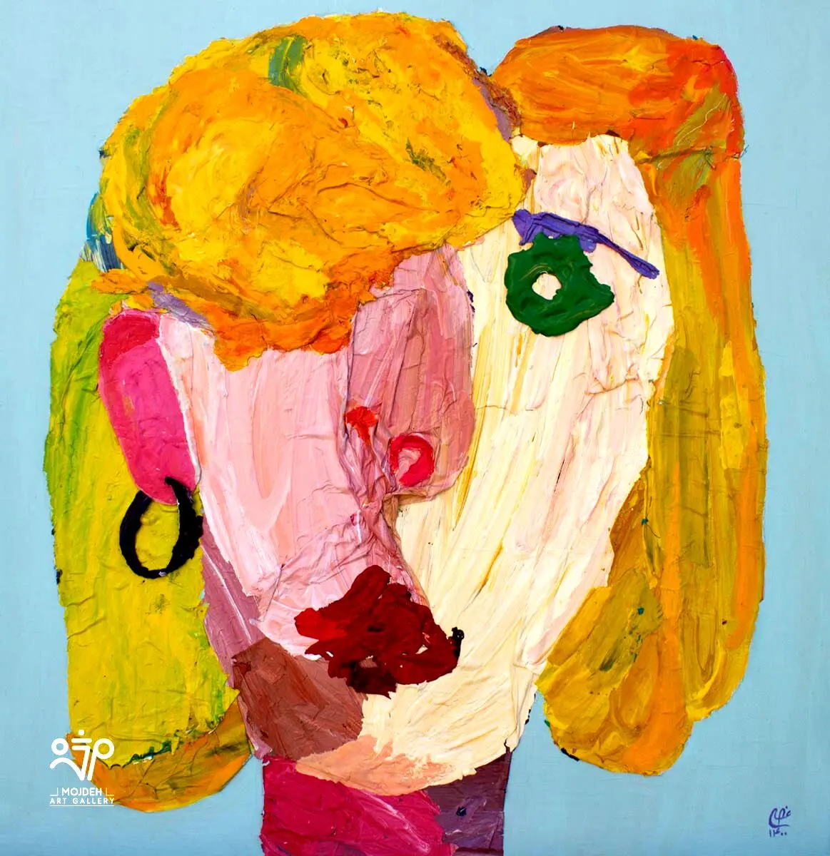 Elham Azimi - 80 × 82 cm - Collage of dried paint on board - 2021