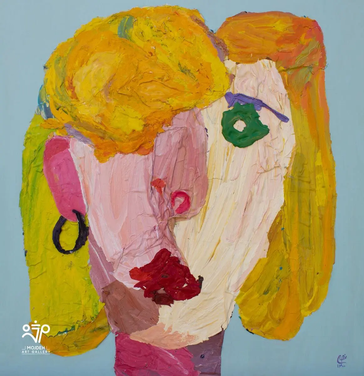 Elham Azimi - 80 × 82 cm - Collage of dried paint on board - 2021